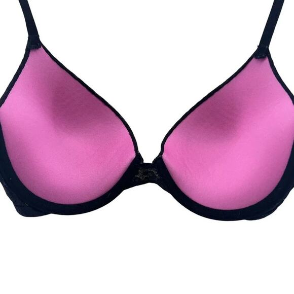 Love Pink Victoria’s Secret Black Leopard Lace Bra Wear Everywhere Push Up 34B - Picture 2 of 7